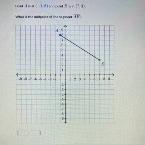 Point A is at (-1,8) and point B is at (7,3).
What is the midpoint of line segment AB?