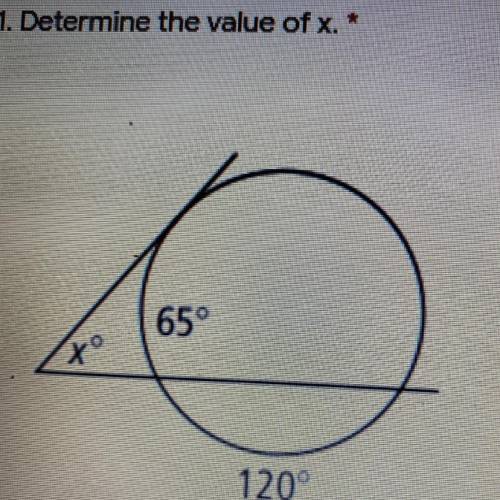 1. Determine the value of x.
Please help