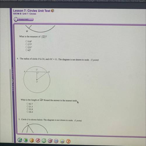 The radius of circle Ois 24, and OC = 11. The diagram is not drawn to scale.

What is the length o