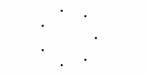 How many distinct triangles can be drawn by using three of the seven dots below? (Two

triangles a