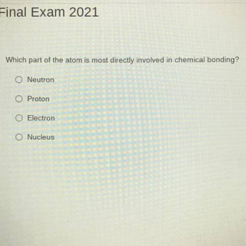 Which part of the atom is most directly involved in chemical bonding?