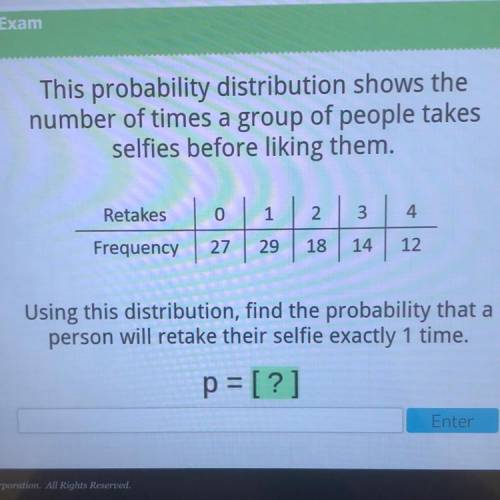 PLEASE HELP ASAP This probability distribution shows the

number of times a group of people takes