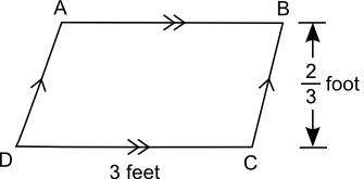 A parallelogram is shown below:

A parallelogram ABCD is shown with DC equal to 3 feet and the per