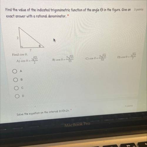 Find the value of the indicated trigonometric function of the angle in the figure give an exact ans