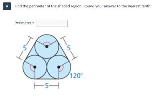 Find the perimeter of the shaded region. Round your answer to the nearest tenth.