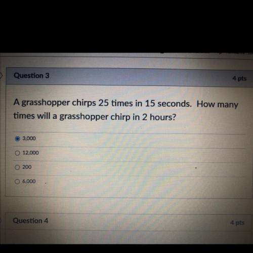 A grasshopper chirp 25 times in 15 seconds. How many times were a grasshopper chirp in two hours