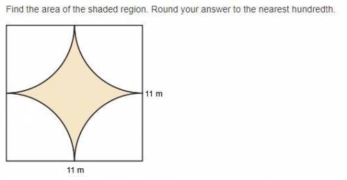 Help please! Find the area of the shaded region. Round your answer to the nearest hundredth. :((
