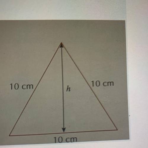 An equilateral triangle has sides of length 10 cm.

**DIAGRAM IN PICTURE**
a. Calculate the perpen