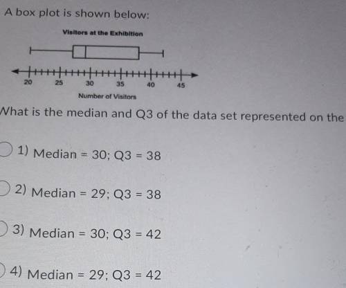 3 Abox plotis shown below. 12 What is the median and Q3 of the data set represented on the plot 1 p
