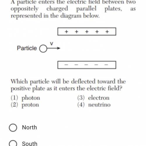 If the Particle is positive which direction will it move toward? 
A. North 
B. South