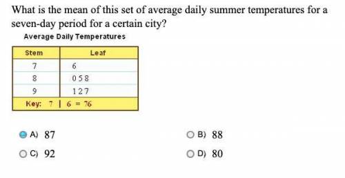 What is the mean of this set of average daily summer temperatures for a seven-day period for a cert