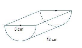 A solid piece of wood shaped as a cylinder with an 8-centimeter diameter is cut as shown.

What is