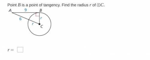 Point $B$ is a point of tangency. Find the radius $r$ of $\odot C.$