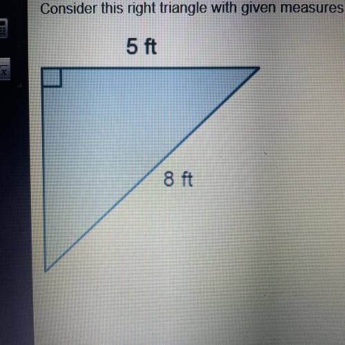 Consider this right triangle with given measures.

What is the length of the unknown leg of the gi