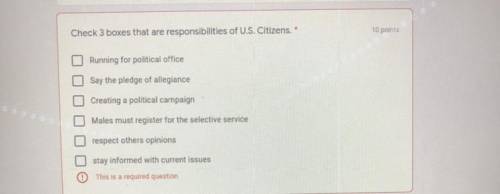 Check the three boxes that are responsibilities of a 
US citizen