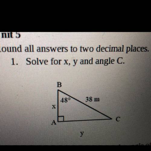 1. Solve for x,y and angle C.
y