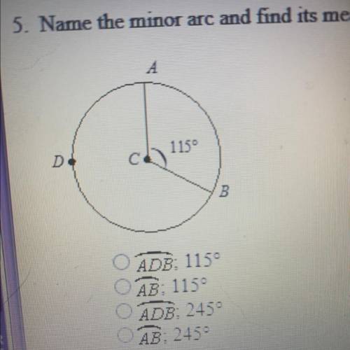 Name the minor arc and find its measure.
