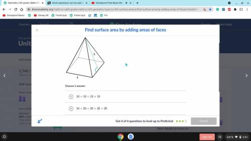 Which expression can be used to find the surface area of the following square pyramid?

IMAGE BELO