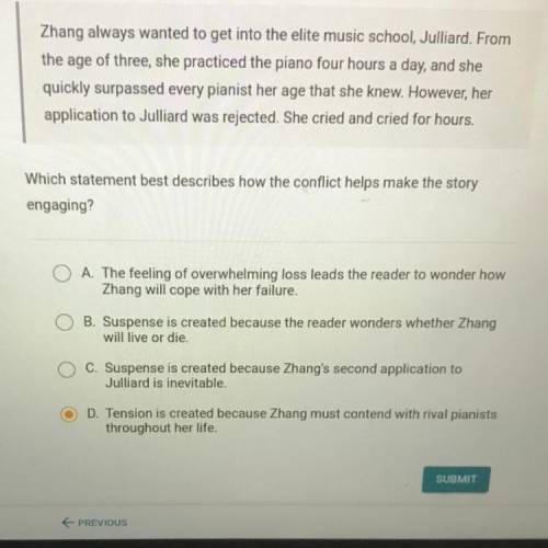 ‼️I NEED HELP ASAP PLEASE‼️

Zhang always wanted to get into the elite music school, Julliard. Fro
