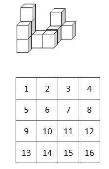 If you were going to represent the top view of the figure, state which boxes should be shaded. Writ