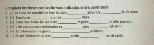 Please help me with this “Los Comparativos” (I will mark brainliest)