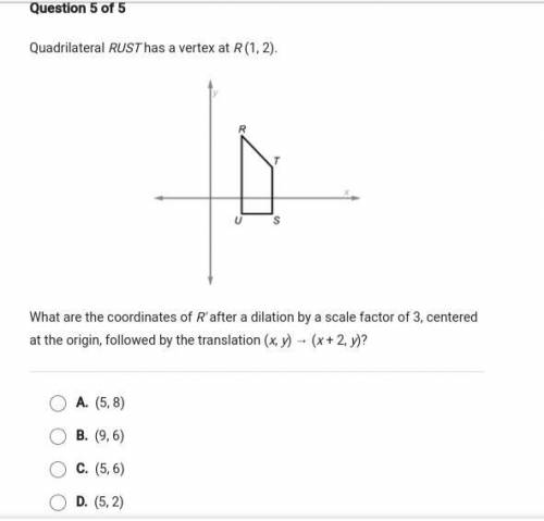 What are the coordinates of R' after a dilation by a scale factor of 3, centered at the origin, fol