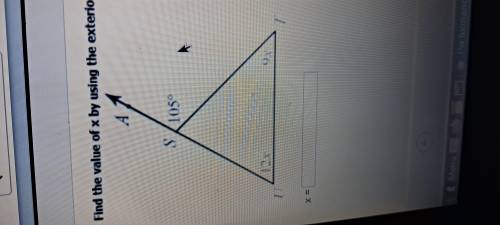 Find the value of x by using the exterior angle theorem