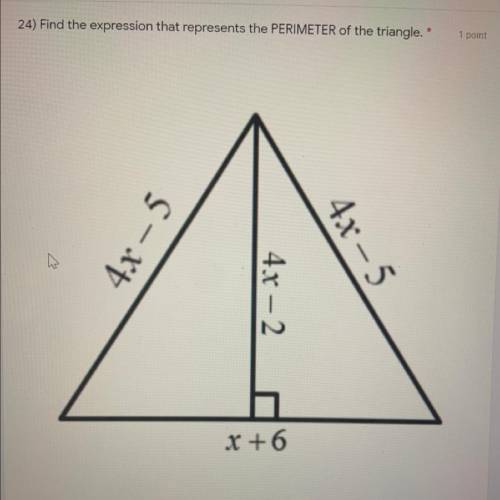 Find the expression that represent the perimete of the triangle