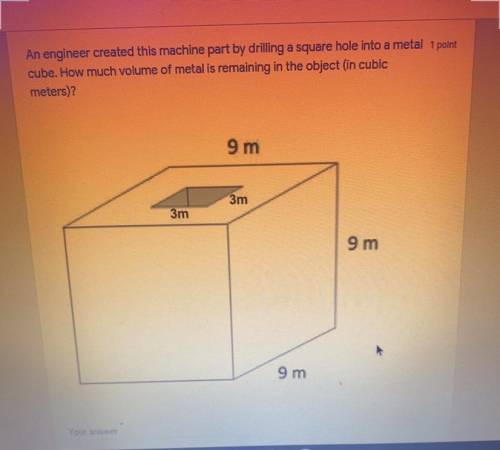 How much volume of metal is remaining in the object (in cubic meters?)
