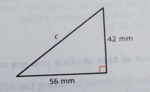 Use the pythagorean theorem to find the value of c.​