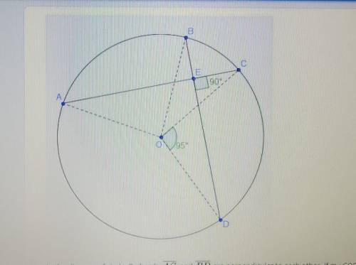 In the diagram of circle o, chords AC and BD are perpendicular to each other. If mzCOD = 95° what i