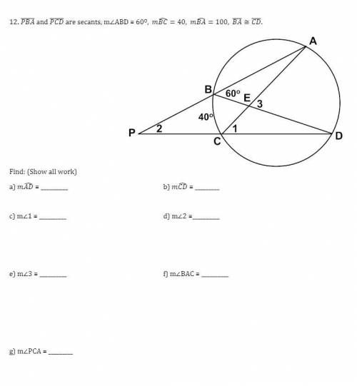 Find all missing arcs and angles. Please give an explanation and the step-by-step work for this que