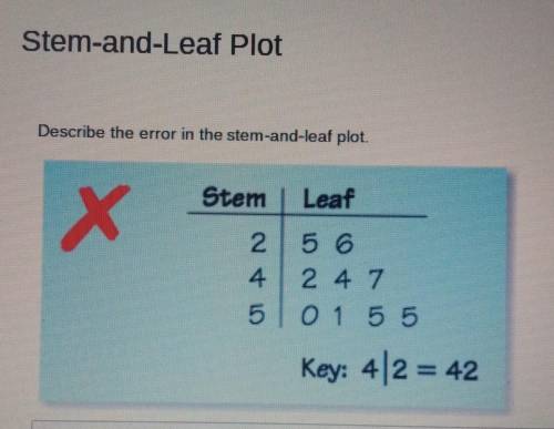 Describe the error in the stem-and-leaf plot.plz helpWill Mark As The Brainliest​