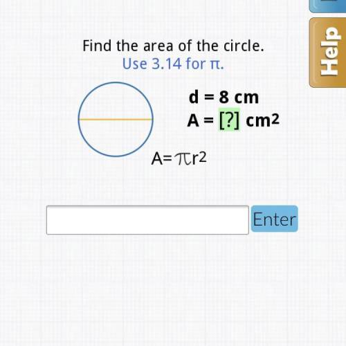 Find the area of the circle use 3.14 for pie