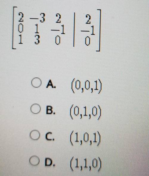 What is the solution to the system of equations represented by this matrix?​