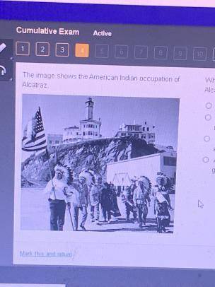 The image shows the American Indian occupation of Alcatraz.

American Indians standing outside Alc