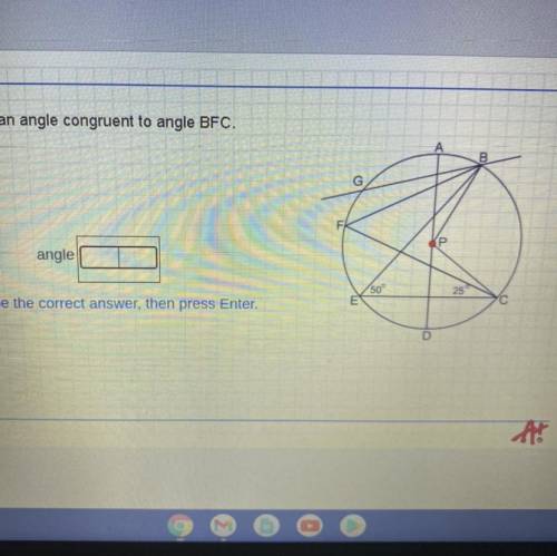 Name an angle congruent to angle BFC.