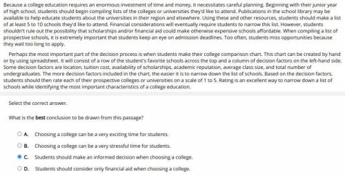 What is the best conclusion to be drawn from this passage?

A. Choosing a college can be a very ex