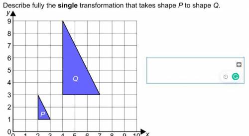 Describe fully the single transformation that takes shape p onto shape q