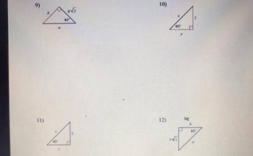 Find the missing side lengths, leave your answers as radical in simplest form. ( Please answer ASAP