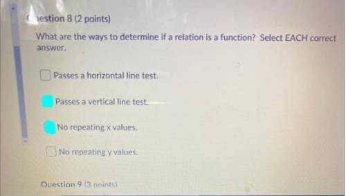 What are the ways to determine if a relation is a function? Select EACH correct
answer.