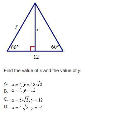 Find the value of x and the value of y.