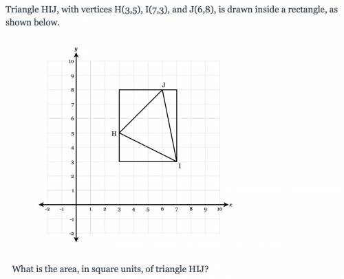 What is the area of Triangle HIJ? This is Geometry by the way. Immediate answers are appreciated! I