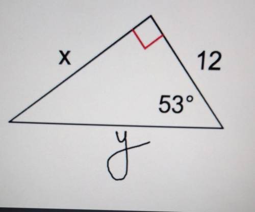 Basic Ratio Right Triangle Trigonometry Find the missing side X and Y. ​