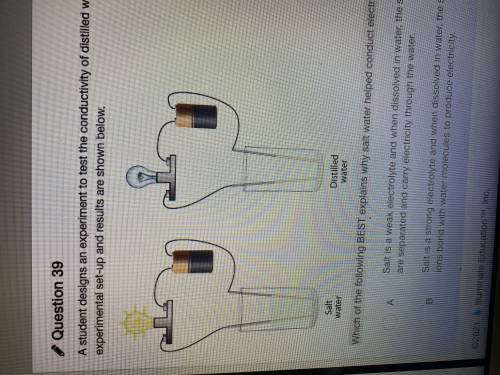 A student designs an experiment to test the conductivity of distilled water and salt water. The exp