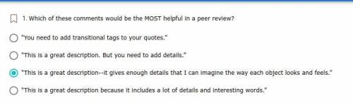 Which of these comments would be the MOST helpful in a peer review?

“You need to add transitional