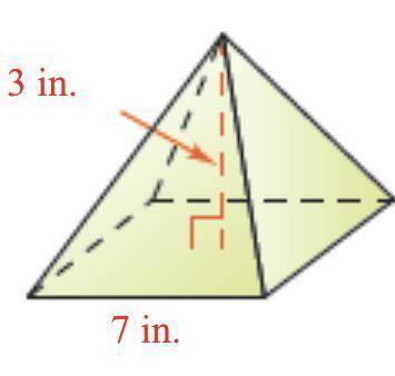 Find the volume of the square pyramid in cubic in.