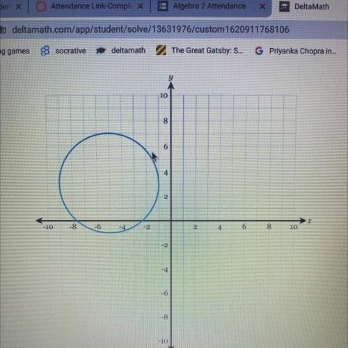 HELP HURRRYYYY IM ON A TIME LIMIT 
Determine the equation of the circle graphed below.