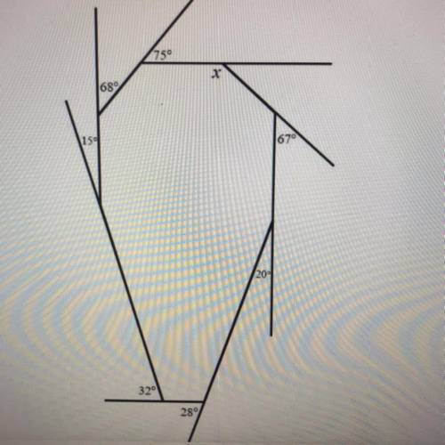 Given the 8-sided figure below with exterior angle measures as shown, what is the value of

X? 
A: