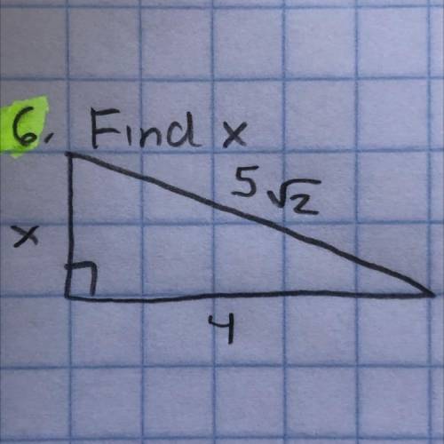 Find x for the right triangle.